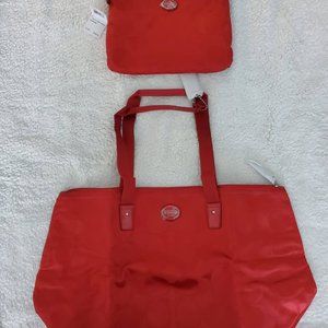 Coach Nylon Packable Travel Weekender Tote Bag-Red